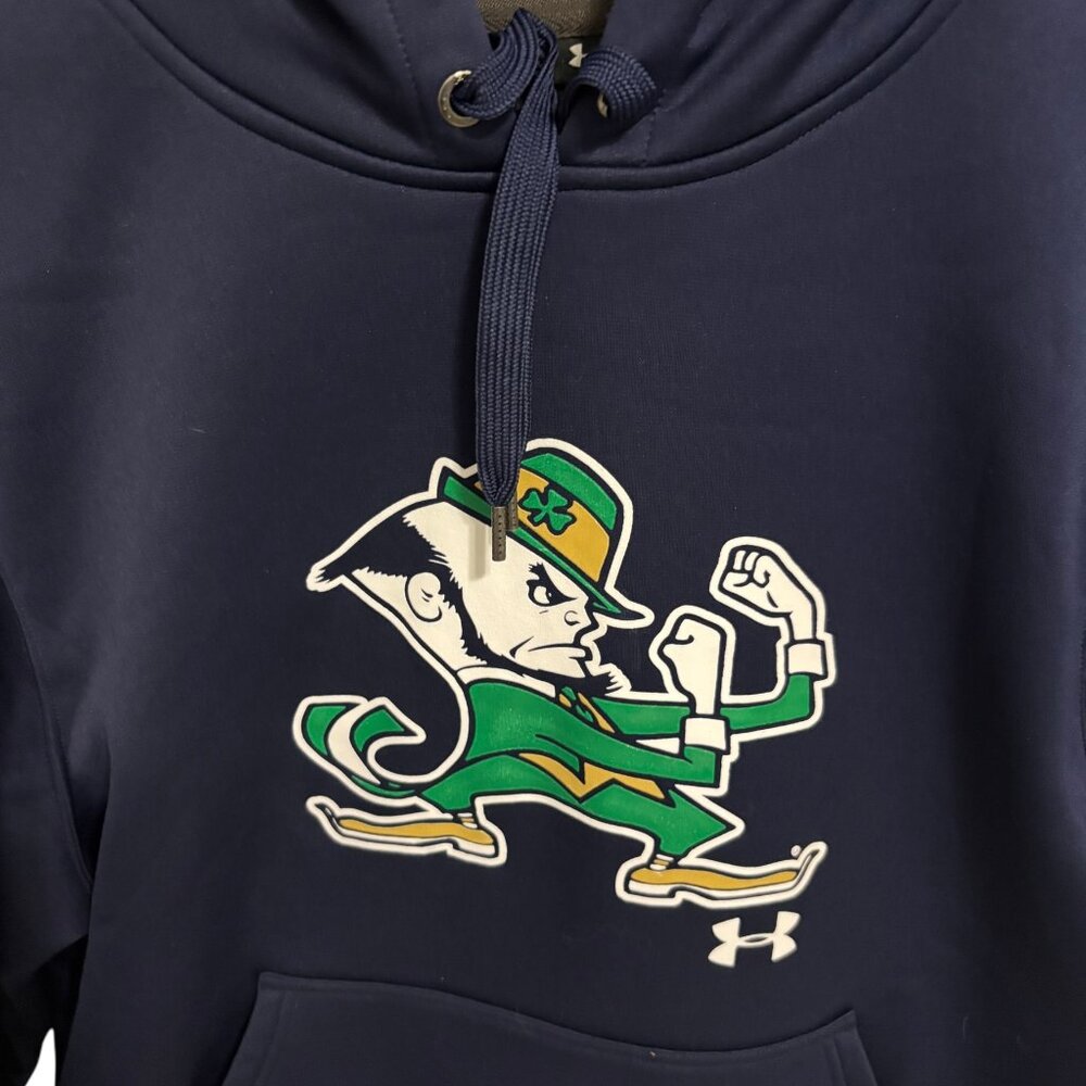 Notre Dame Fighting Irish Hooded Sweatshirt Mens Size Medium Under Armour Loose - Picture 3 of 6